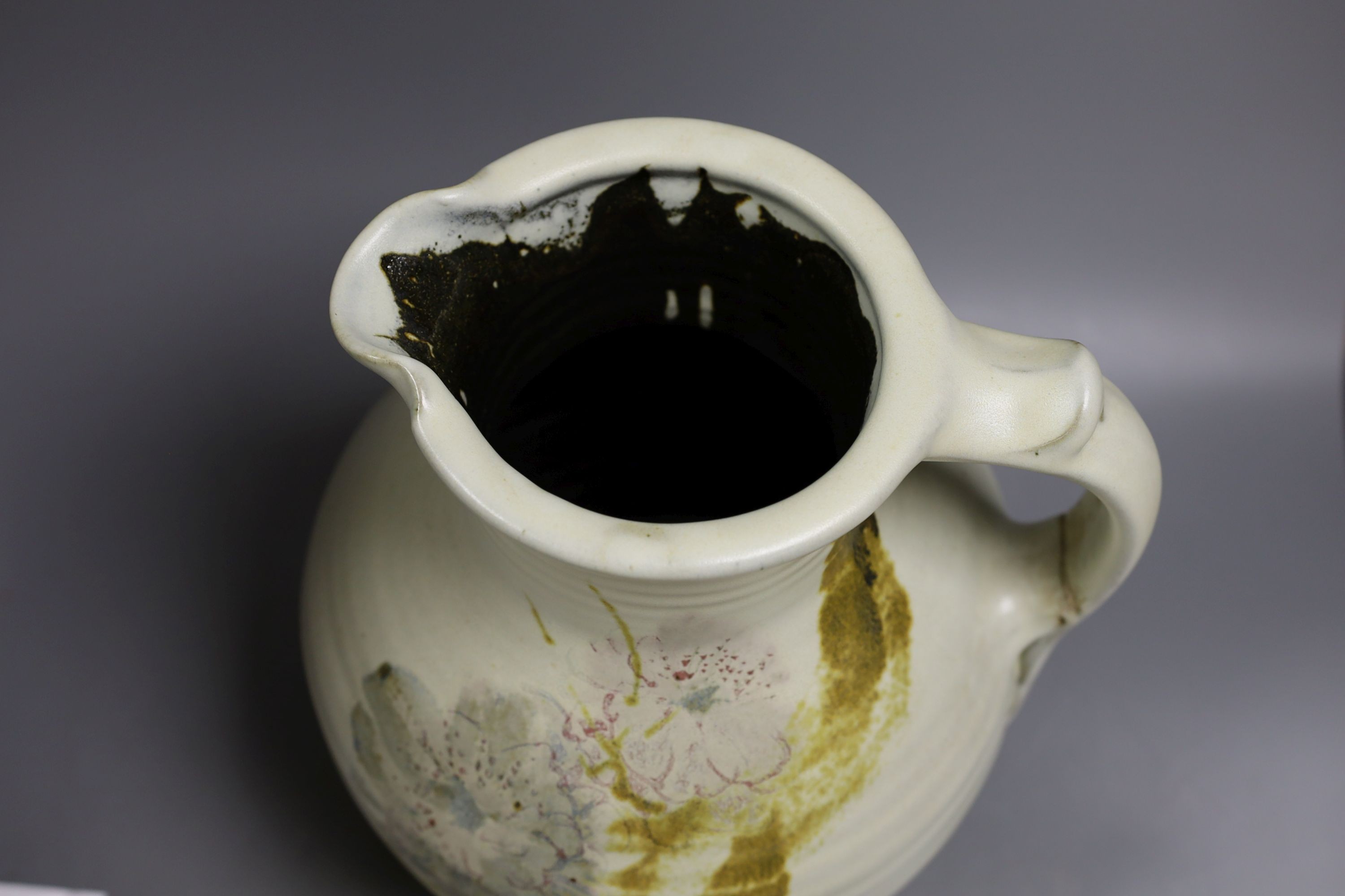 David Eeles, studio pottery jug, impressed mark DE, 32cm